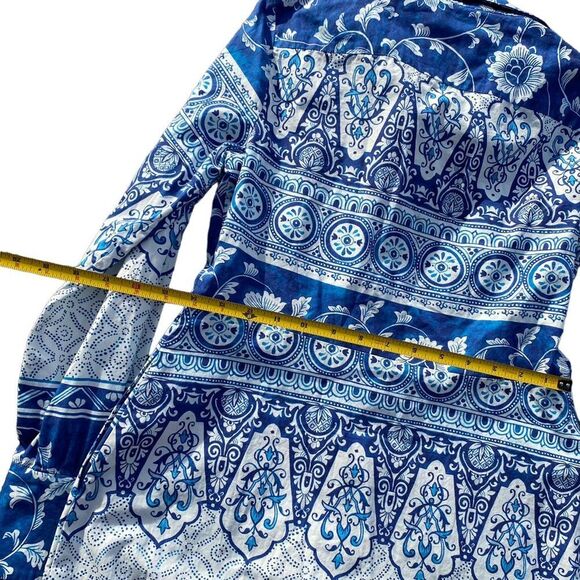 Anthropologie Women's Floral V-Neck Buttonfront Shirtdress Blue Size XS - Picture 7 of 10